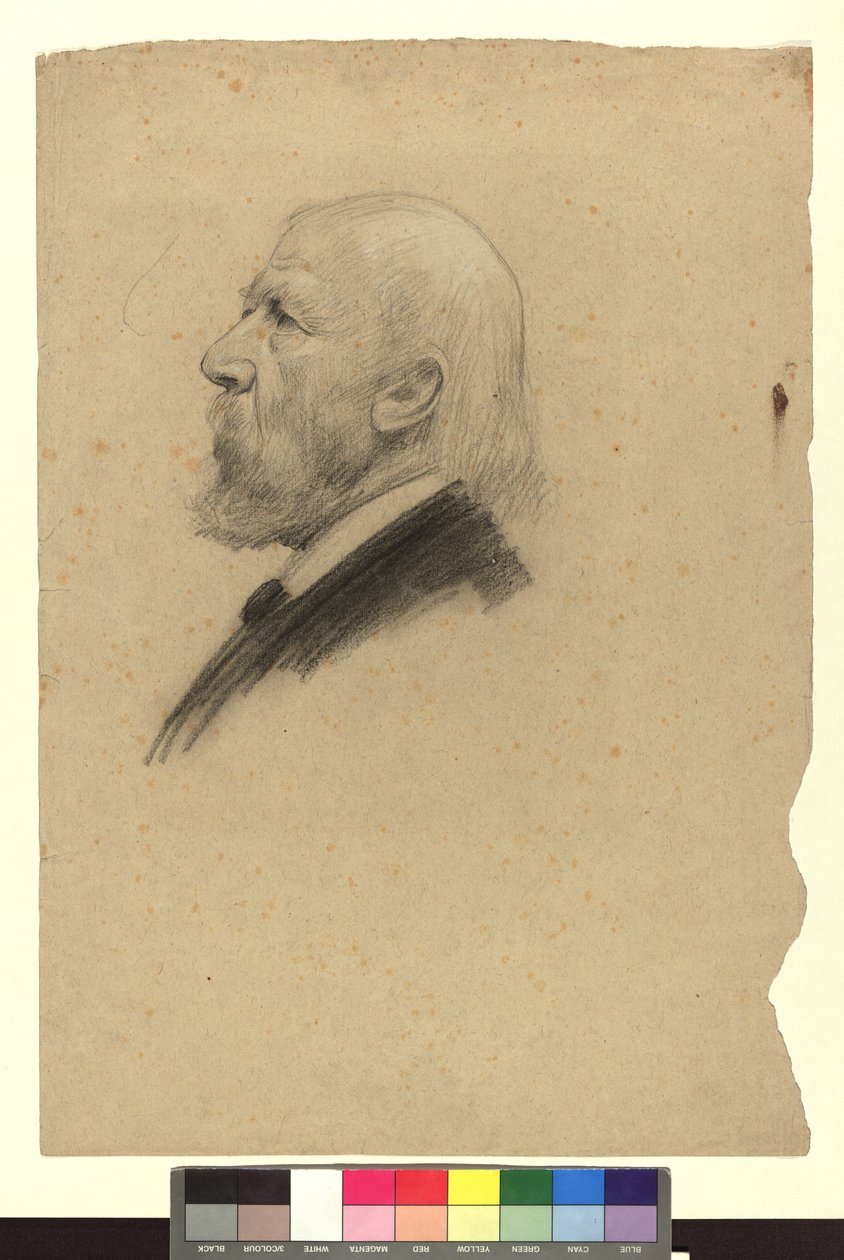 Porträtstudie eines alten Mannes im Profil nach links von Gustav Klimt