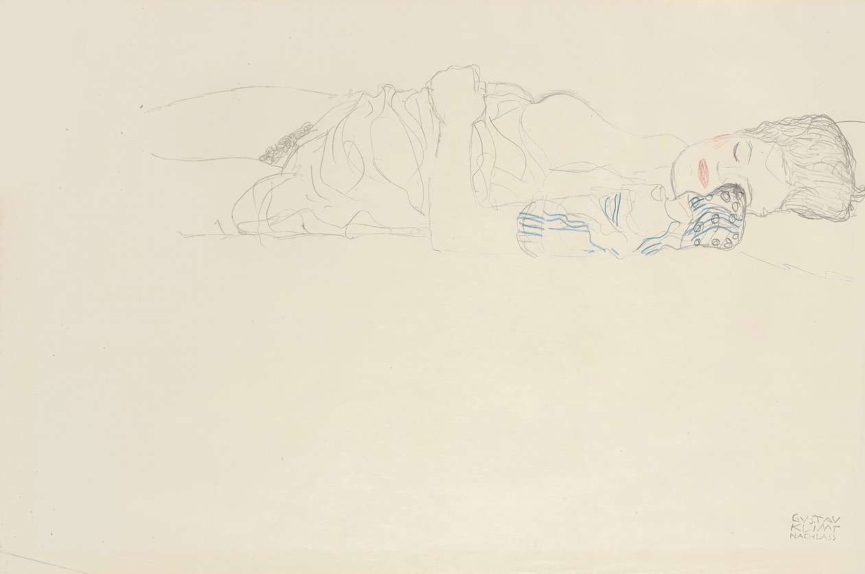 Halb liegende Halbnackte nach rechts, ca. 1914-15