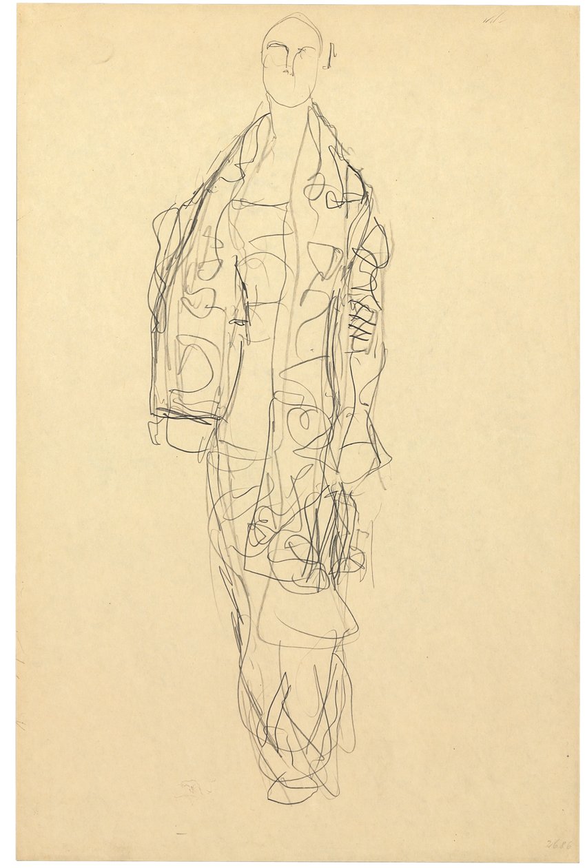 Stehende Dame mit Umhang, ca. 1914-16 von Gustav Klimt