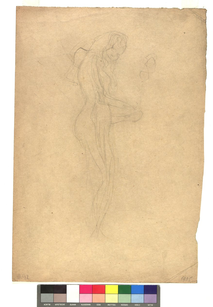 Stehender weiblicher Akt im Profil nach rechts von Gustav Klimt
