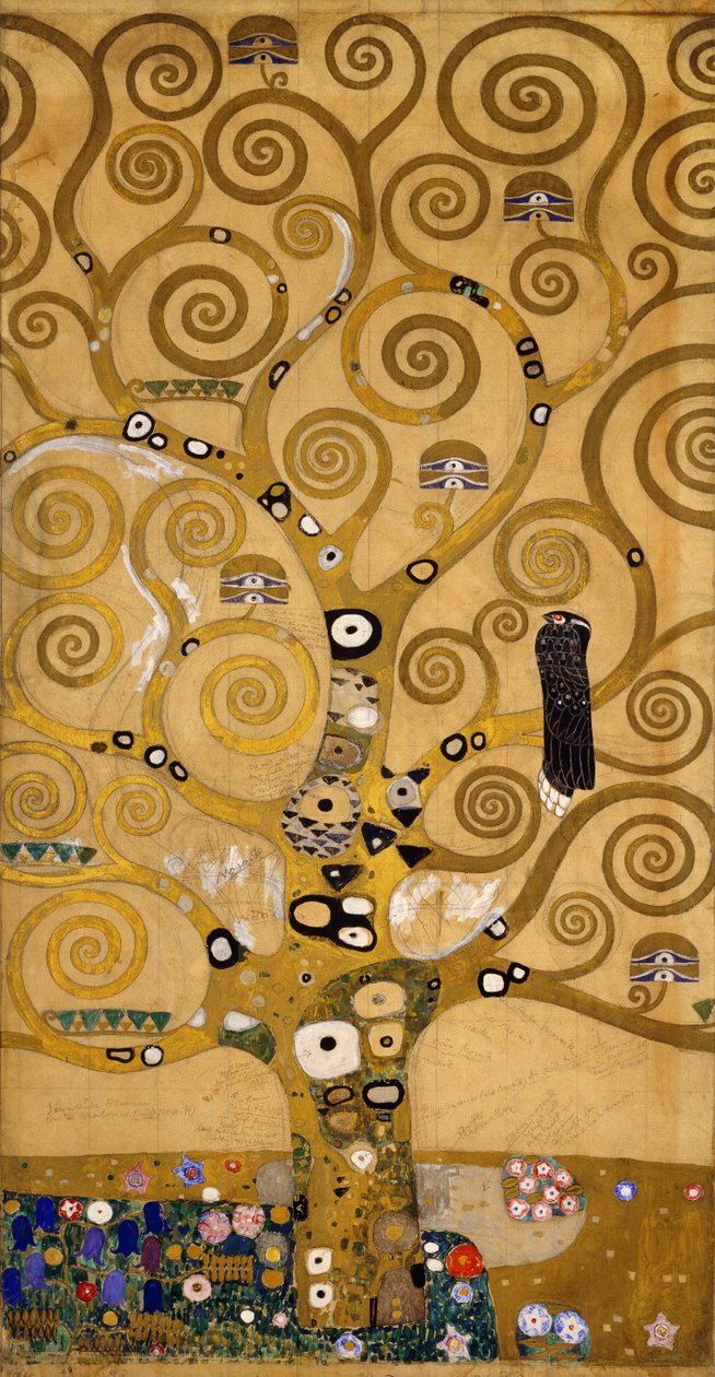 Baum des Lebens (Stoclet-Fries) Detail der linken Seite, ca. 1905-09 von Gustav Klimt