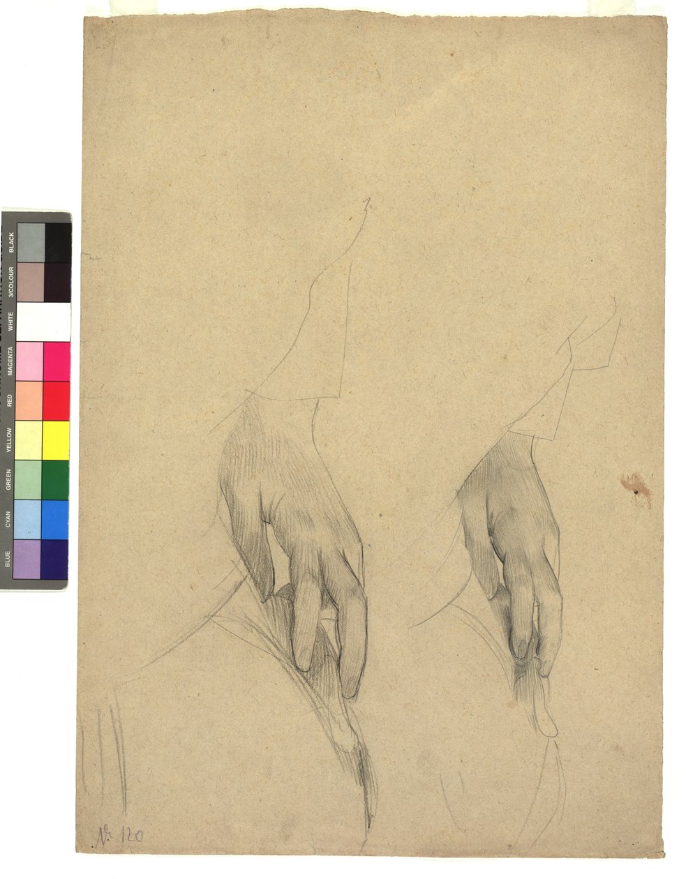 Zwei Handstudien, Finger ans Ohr gelegt von Gustav Klimt