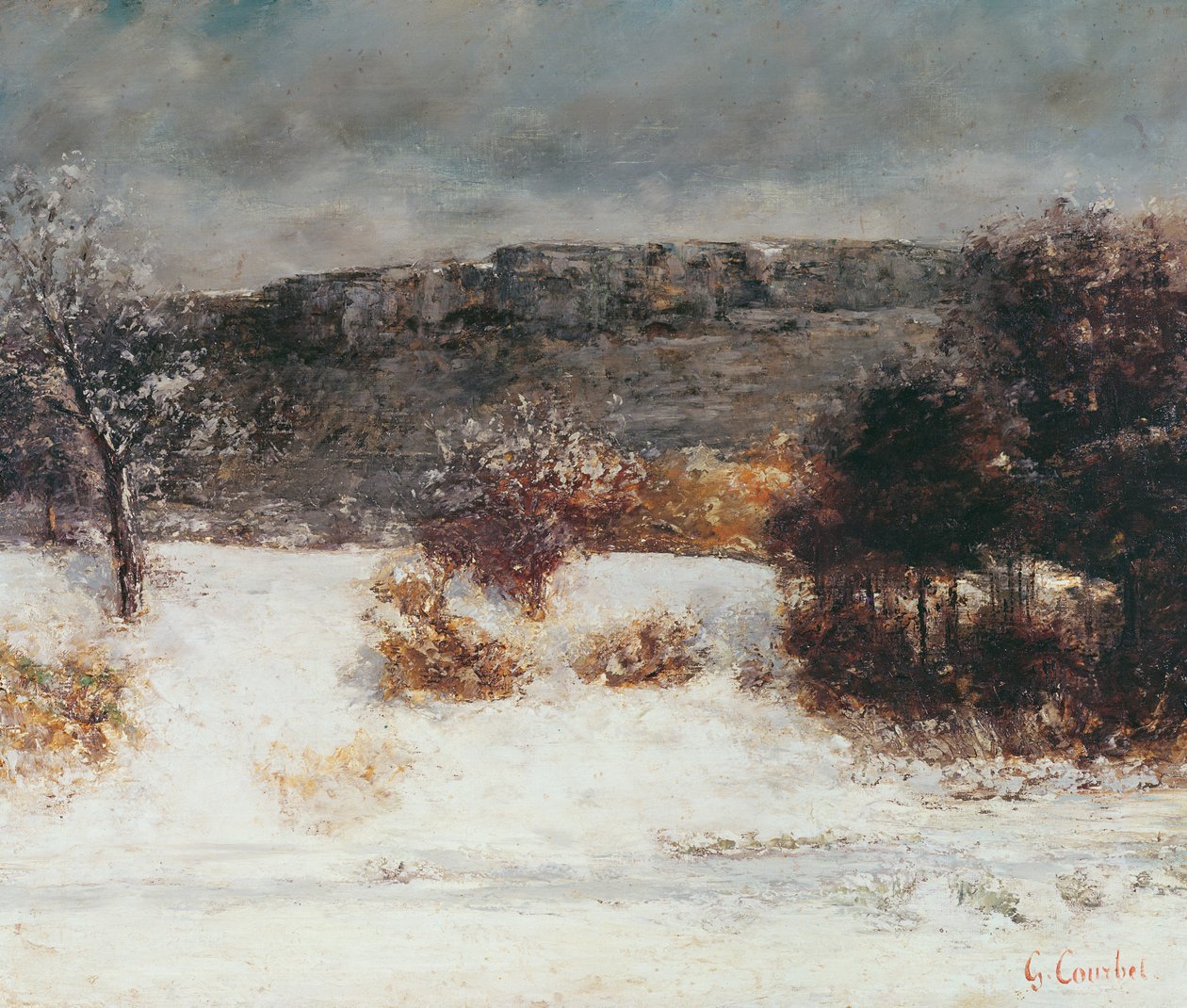 Verschneite Landschaft (Vallée de la Loue), ca. 1876 von Gustave Courbet