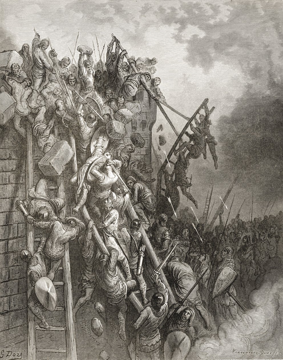 Die Armee von Priester Volkmar und Graf Emocio greift Merseburg an, Illustration aus 