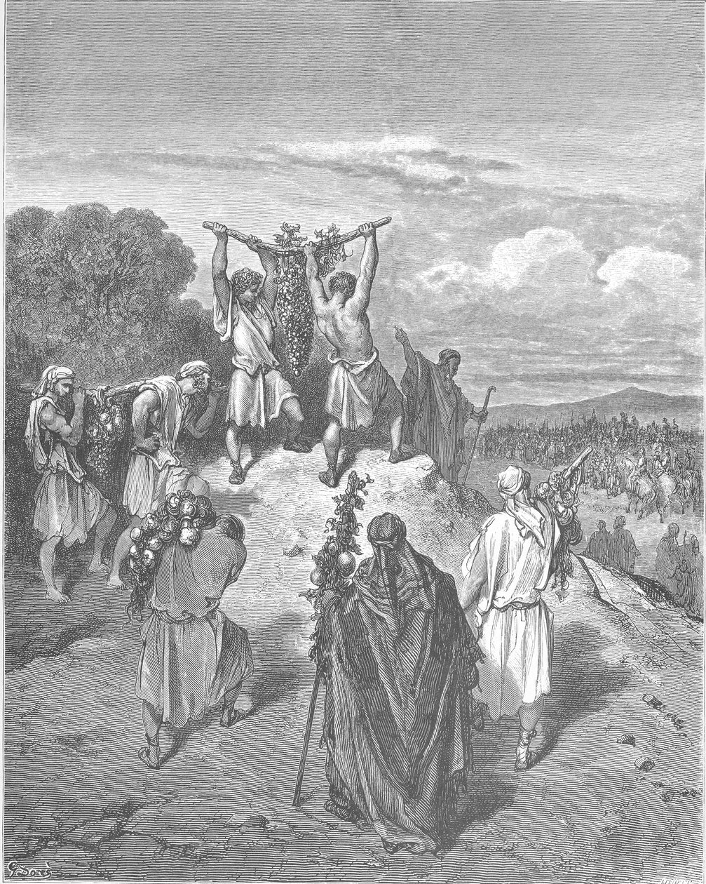 Die Spione kehren aus dem Gelobten Land zurück von Gustave Dore
