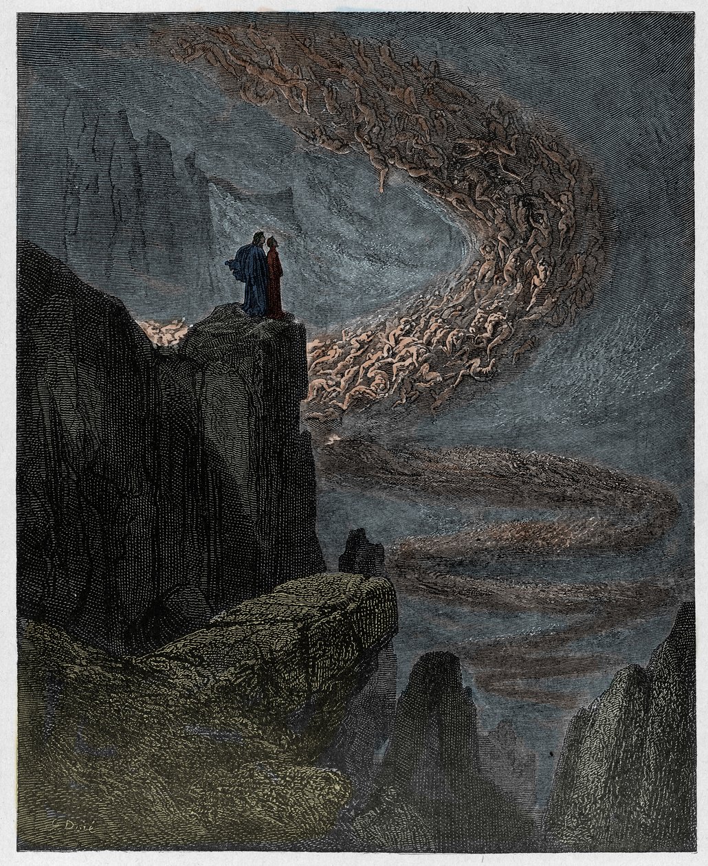 Inferno, Gesang 5: Minos richtet über die Vergehen und schickt die Seelen (Illustration aus Die Göttliche Komödie von Dante Alighieri, 1885) von Gustave after Dore