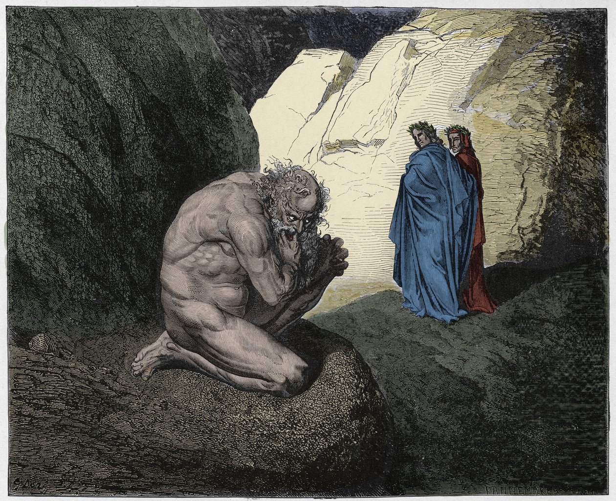 Inferno, Gesang 7: Vergil tadelt Plutus am Eingang zum vierten Kreis (Illustration aus Die Göttliche Komödie von Dante Alighieri, 1885) von Gustave after Dore