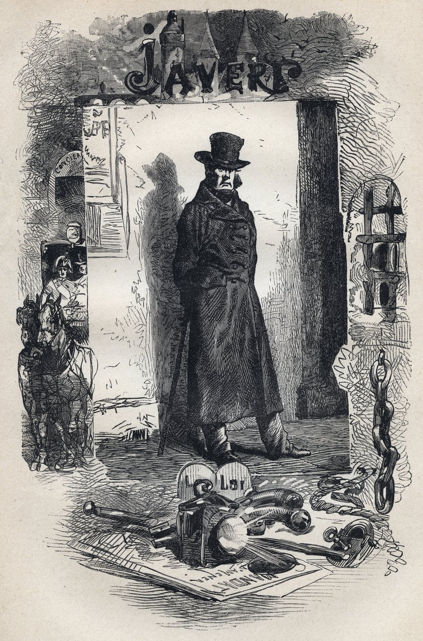 Javert, Illustration des Romans „Les Miserables“ von Victor Hugo von Gustave Brion