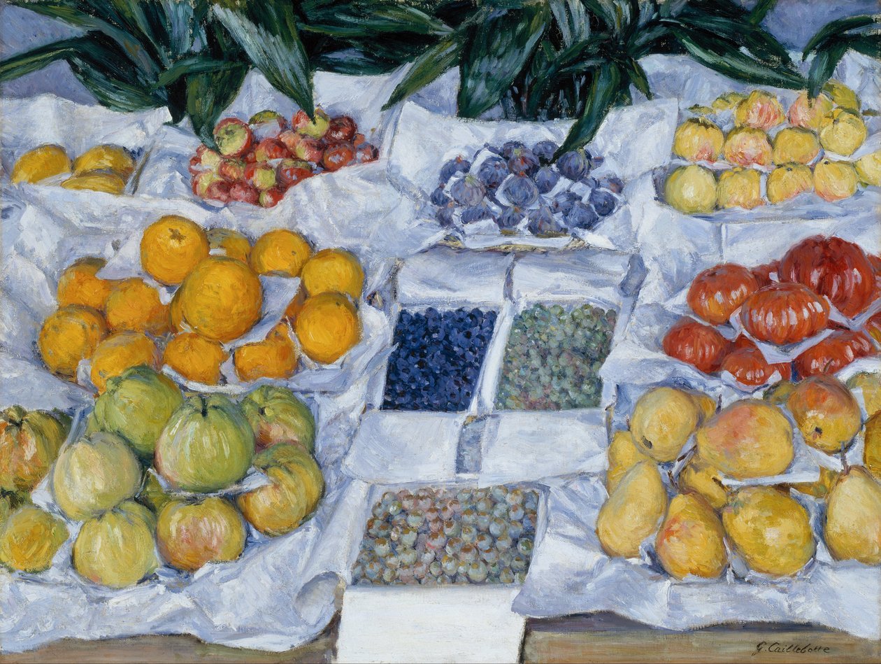 Obst auf einem Stand ausgestellt von Gustave Caillebotte