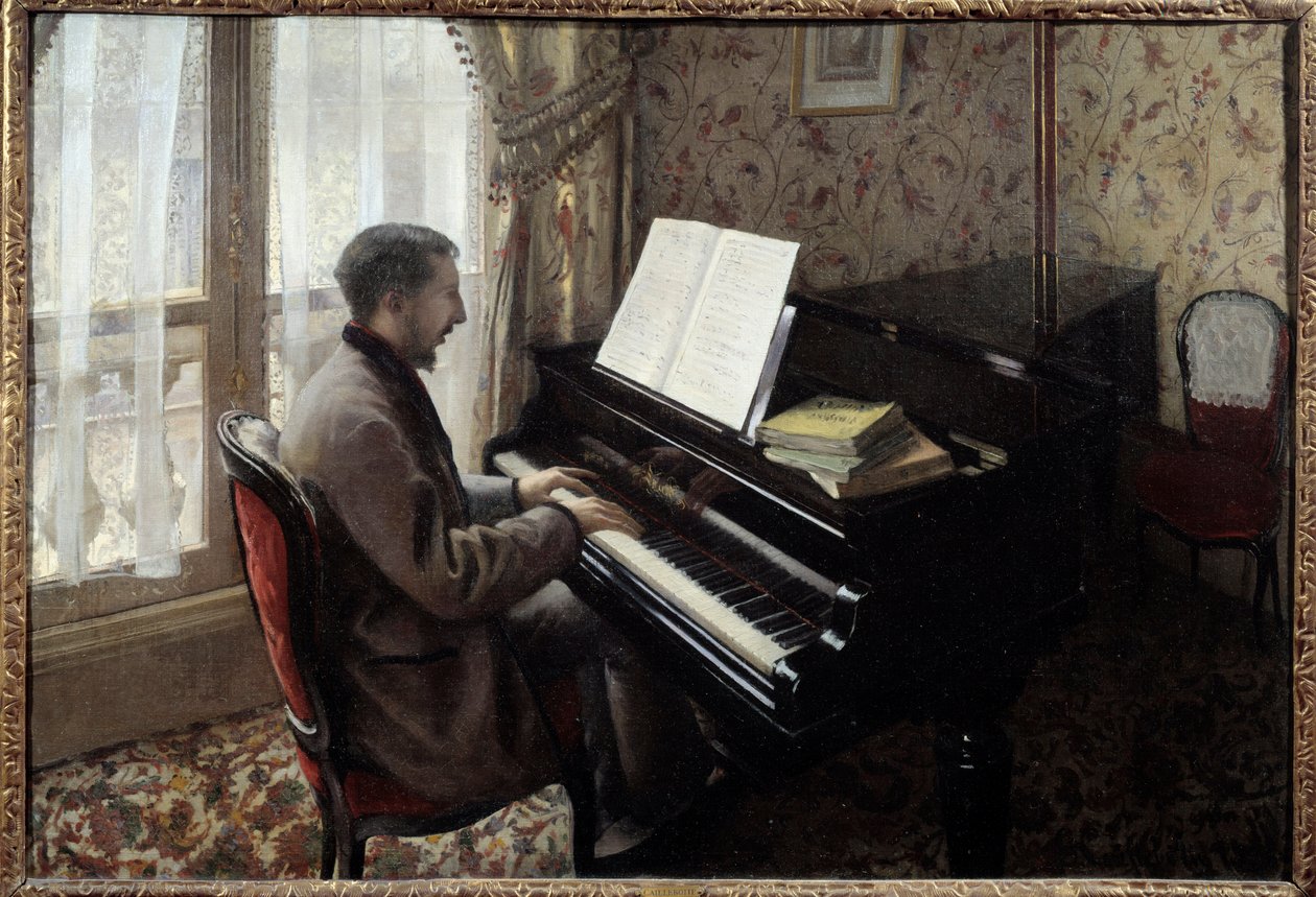 Junger Mann, der Klavier spielt von Gustave Caillebotte
