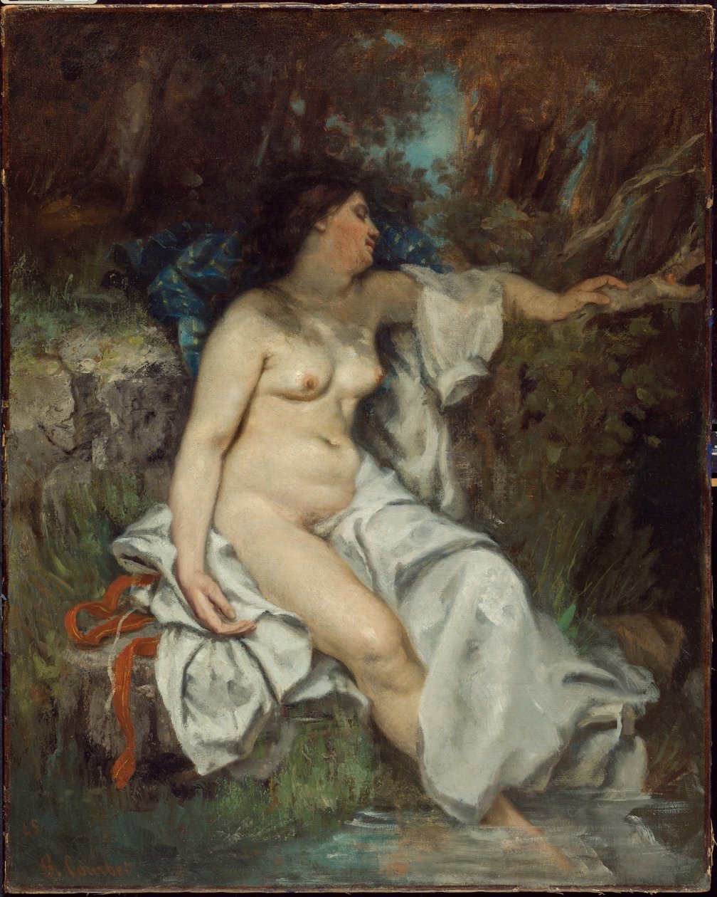 Badende, die an einem Bach schläft von Gustave Courbet