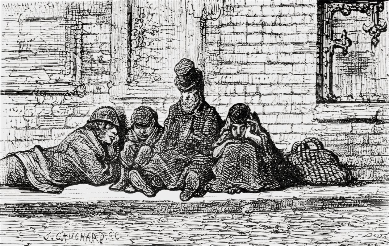 Schlafend auf den Straßen, 1872 von Gustave Dore