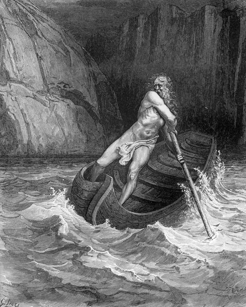 Charon, der Fährmann der Hölle, aus Die Göttliche Komödie (Inferno) von Dante Alighieri (1265-1321) graviert von Stephane Pannemaker (1847-1930) ca. 1868 von Gustave Dore