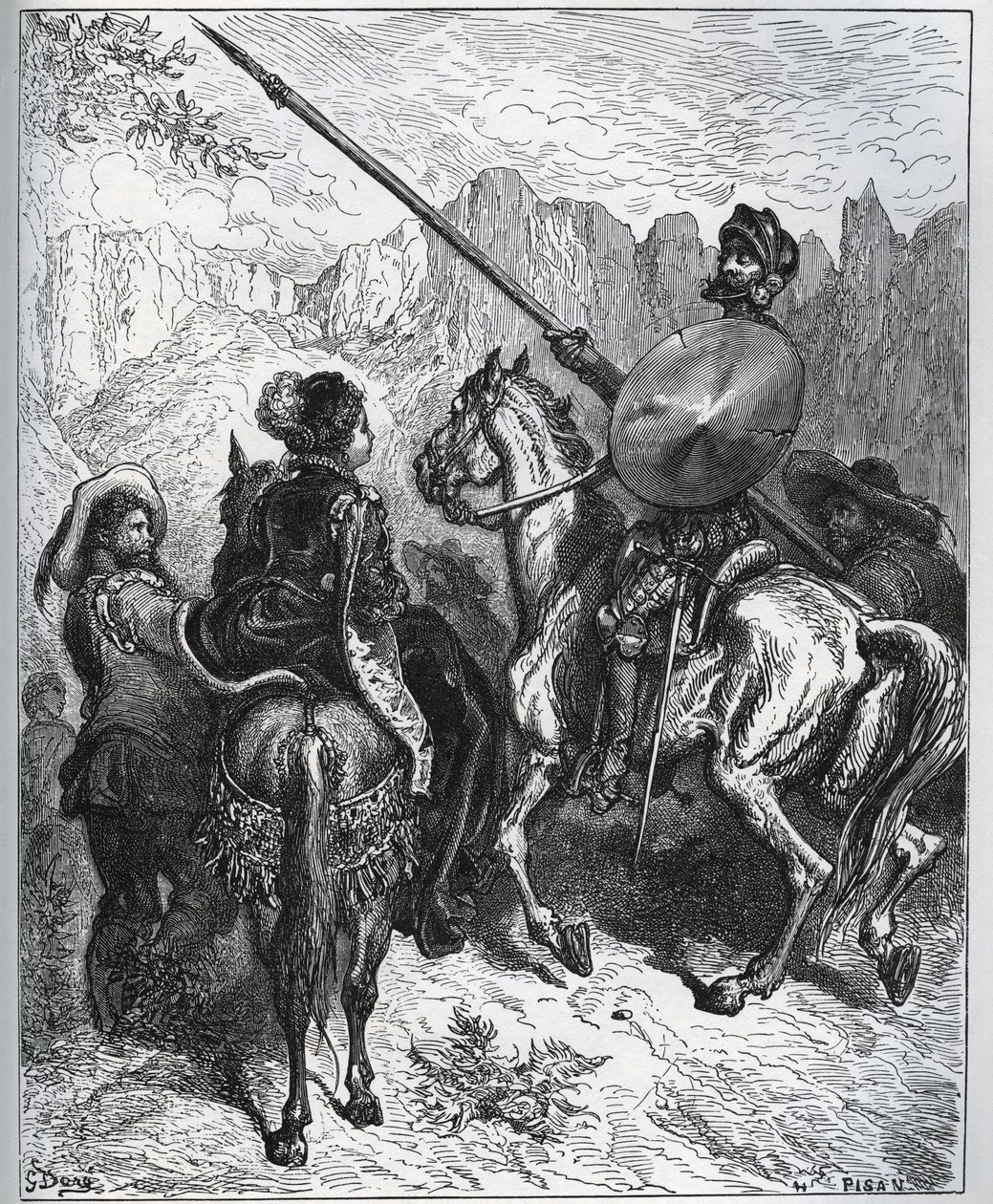 Don Quijote akzeptiert die Mission, die ihm von Dorothee-Prinzessin von Micomicon vorgeschlagen wird - aus "Don Quijote von der Mancha" von Miguel Cervantes von Gustave Dore