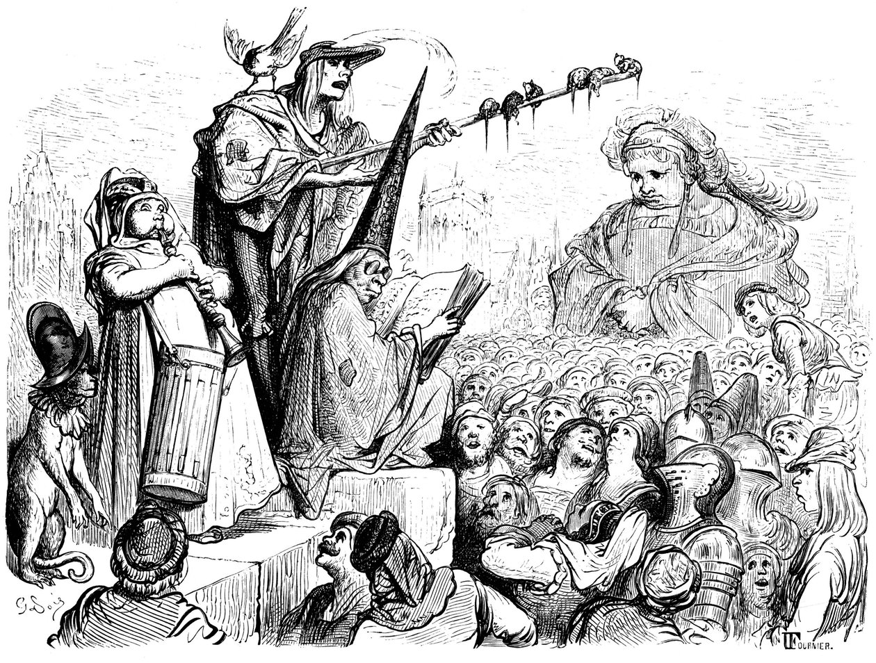 Gargantuas Erziehung: Gravur von Gustave Doré, die das Werk von Rabelais illustriert von Gustave Dore