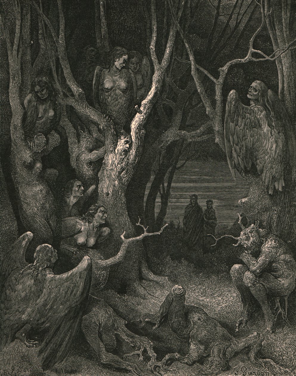 Hier nisten die brutalen Harpyien, ca. 1890 von Gustave Dore