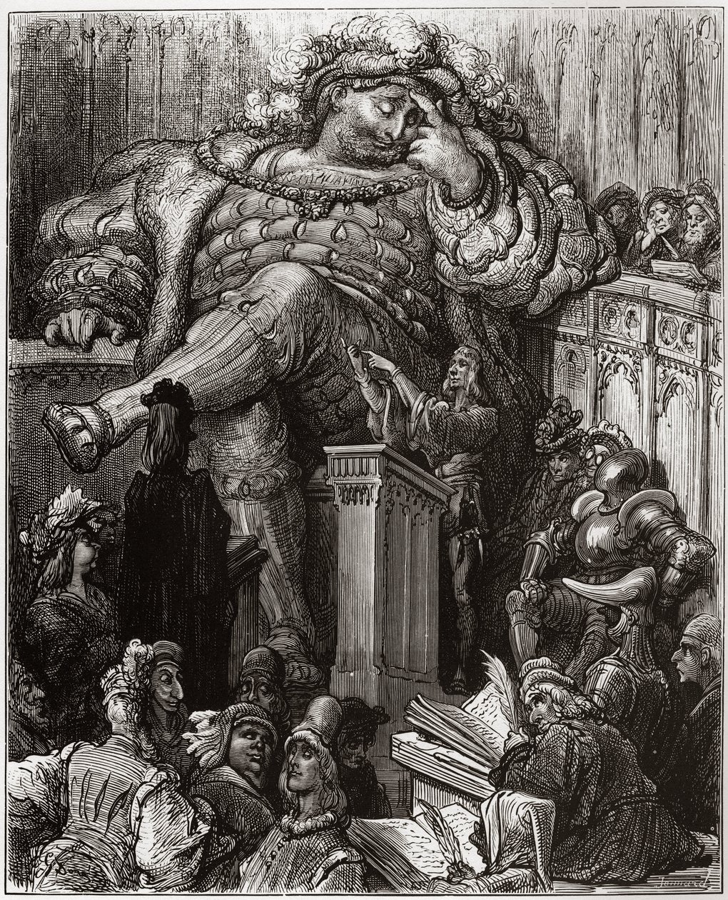 Illustration von Gustave Doré für das Unschätzbare Leben des großen Gargantua von François Rabelais - Illustration aus 