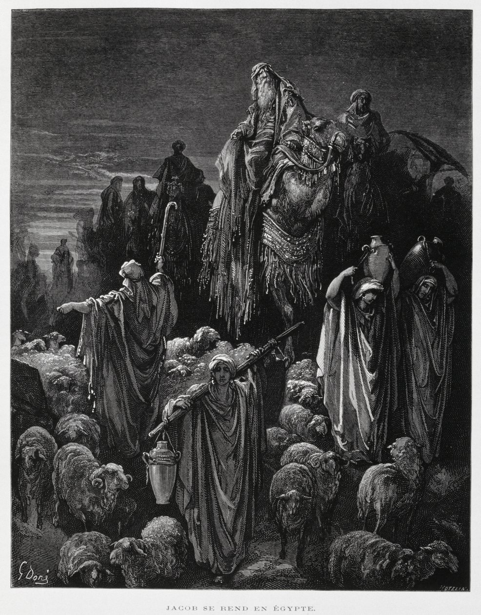 Jakob und seine Söhne kommen in Ägypten an, Illustration aus der Dore-Bibel von Gustave Dore