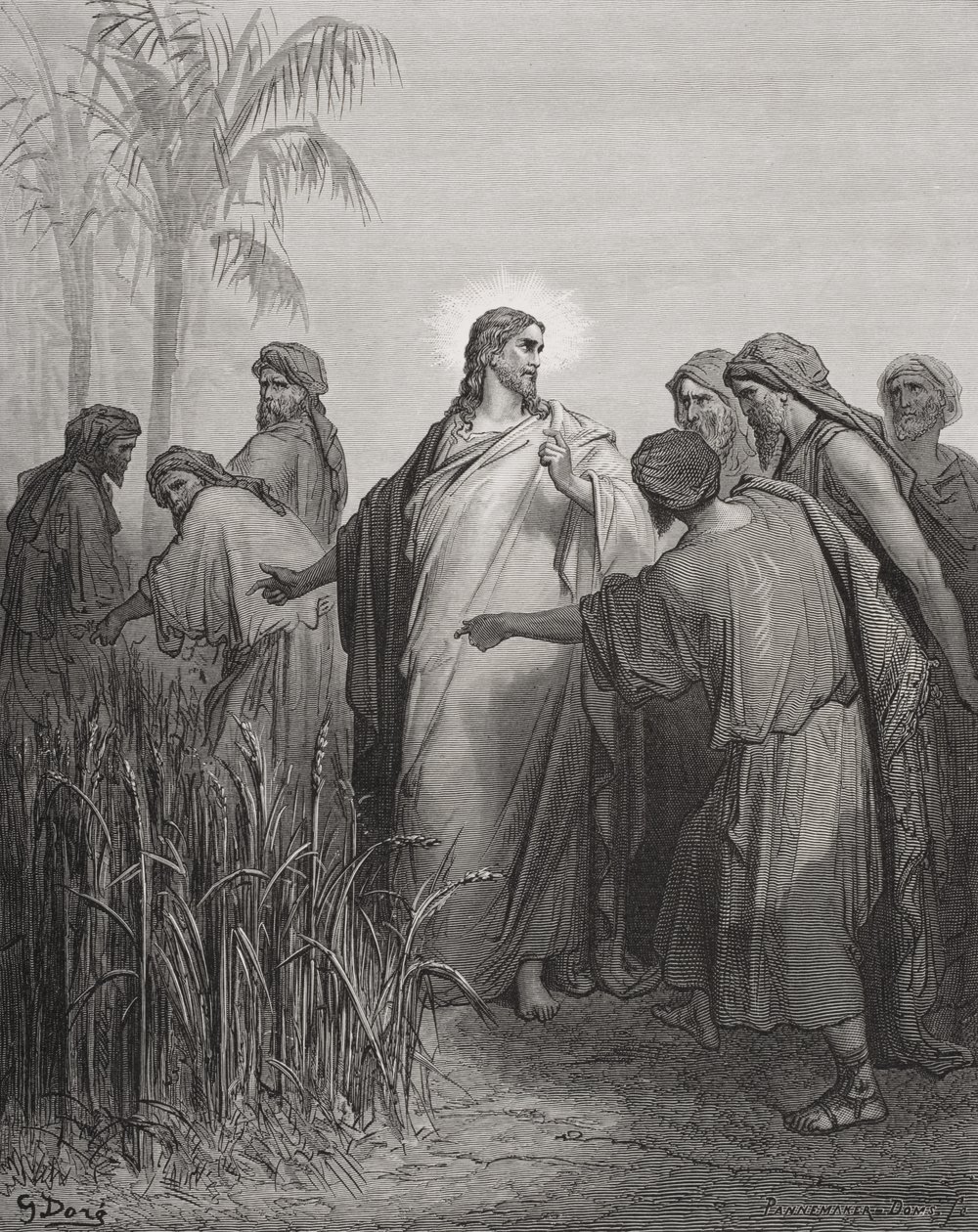 Jesus und seine Jünger im Kornfeld, Illustration aus Dores 