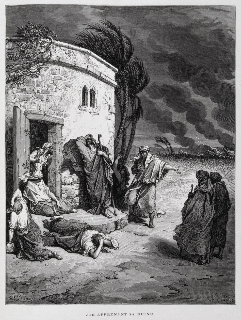 Hiob erkennt sein Unglück, Illustration aus der Dore-Bibel von Gustave Dore