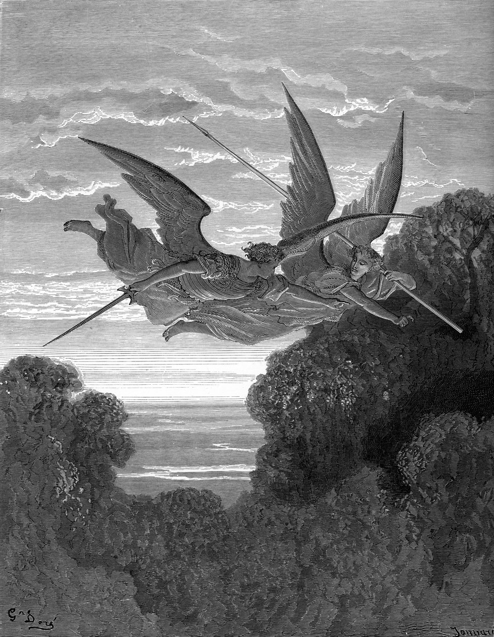 Das verlorene Paradies: Ithuriel und Zephon, von Doré von Gustave Dore
