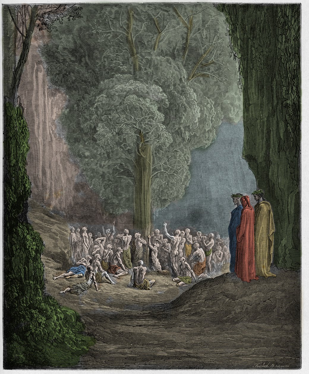 Purgatorio, Gesang 24: Die gefräßigen Seelen weinen unter dem Baum, Illustration aus "Die Göttliche Komödie" von Dante Alighieri, 1885 von Gustave Dore