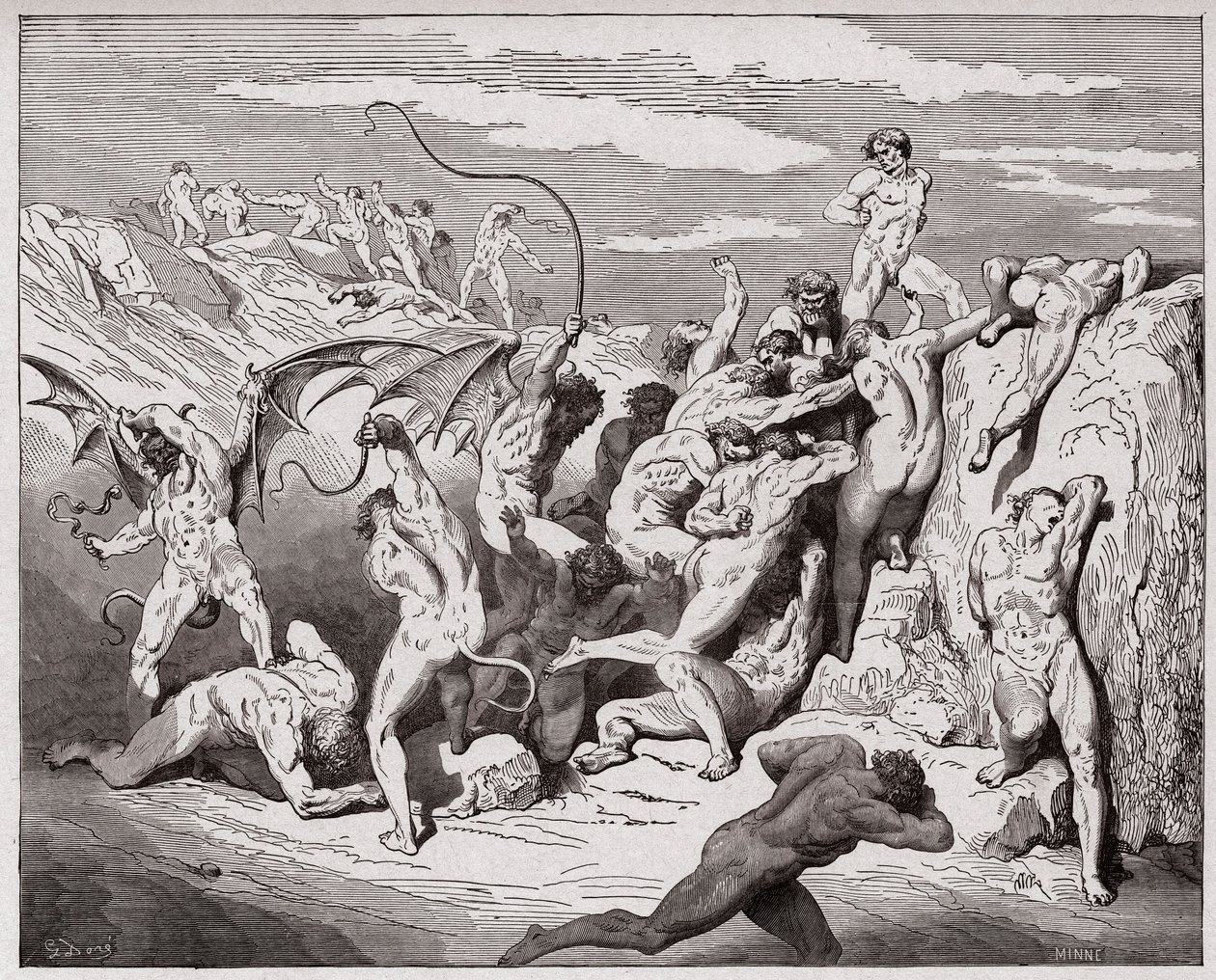 Die Göttliche Komödie (La Divina Commedia, La Divine Comedie), Inferno, Gesang 18: Teufel und Verführer - von Dante Alighieri (1265-1321) - Illustration von Gustave Dore (1832-1883) von Gustave Dore