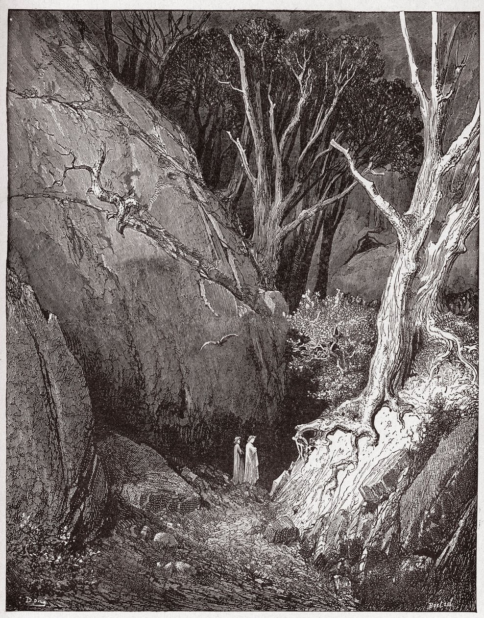 Die Göttliche Komödie (La Divina Commedia), Inferno, Gesang 1: Virgil und Dante beginnen ihre Reise - von Dante Alighieri (1265-1321) - Illustration von Gustave Doré (1832-1883) von Gustave Dore