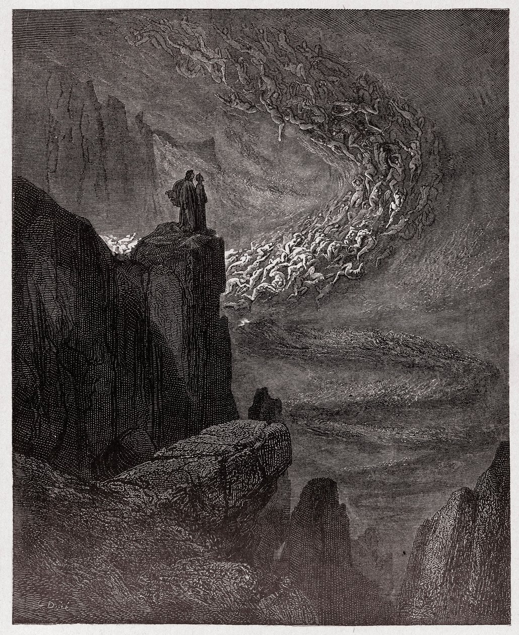 Die Göttliche Komödie, Inferno, Gesang 5: Minos richtet über die Vergehen und schickt die Seelen - von Dante Alighieri (1265-1321) - Illustration von Gustave Doré (1832-1883) von Gustave Dore