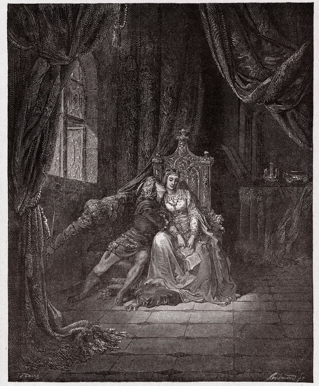 Die Göttliche Komödie (La Divina Commedia), Inferno, Gesang 5: Paolo und Francesca - von Dante Alighieri (1265-1321) - Illustration von Gustave Doré (1832-1883) von Gustave Dore