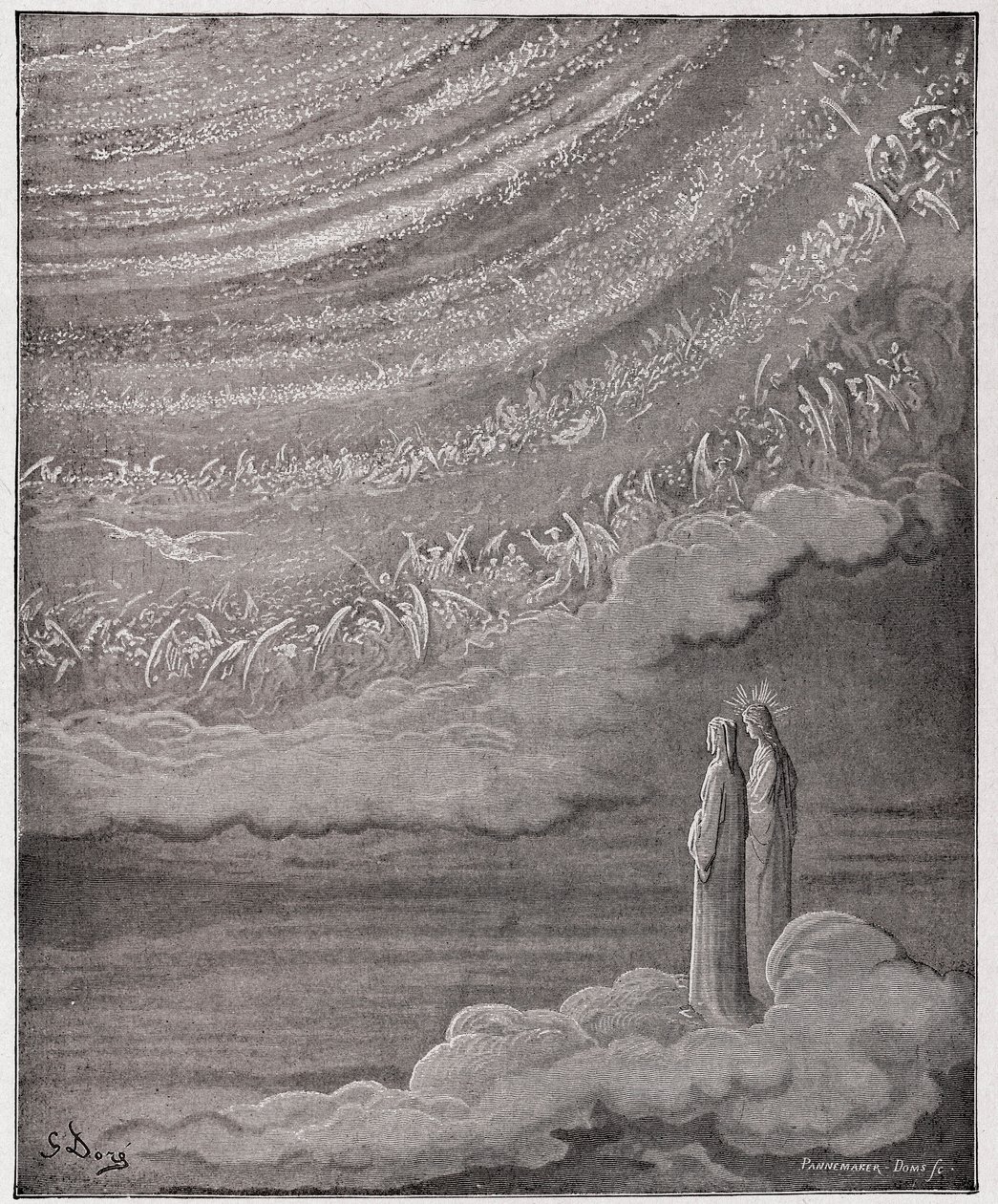 Die Göttliche Komödie (La Divina Commedia), Paradiso, Canto 28: Die funkelnde Schar des Himmels - von Dante Alighieri - Illustration von Gustave Doré von Gustave Dore