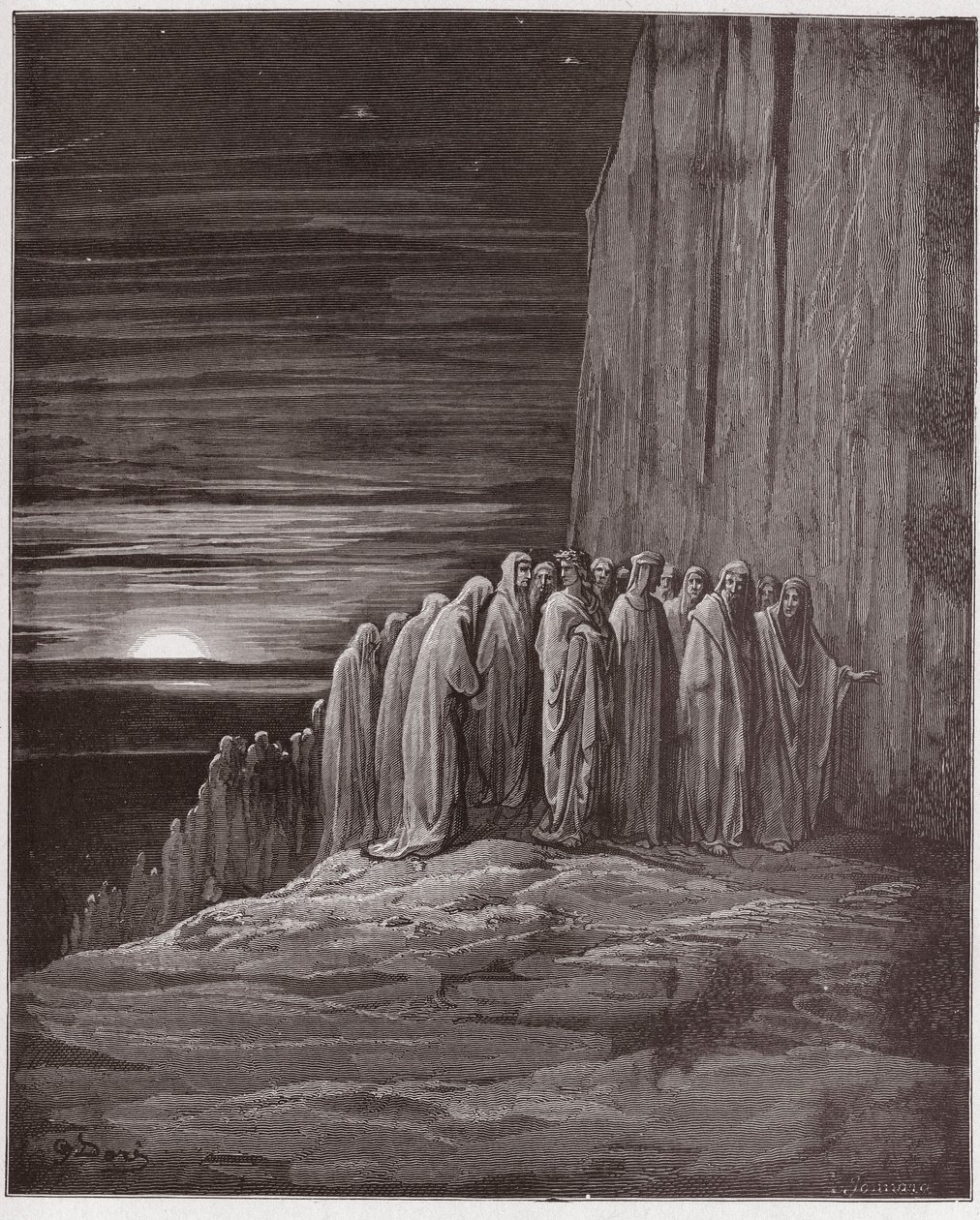 Die Göttliche Komödie, Purgatorio, Gesang 18: Die Menge der Faulen (Illustration von Gustave Doré) von Gustave Dore