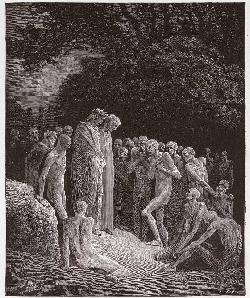 Die Göttliche Komödie, Purgatorio, Gesang 23: Die Seelen der Gefräßigen (Illustration von Gustave Doré) von Gustave Dore