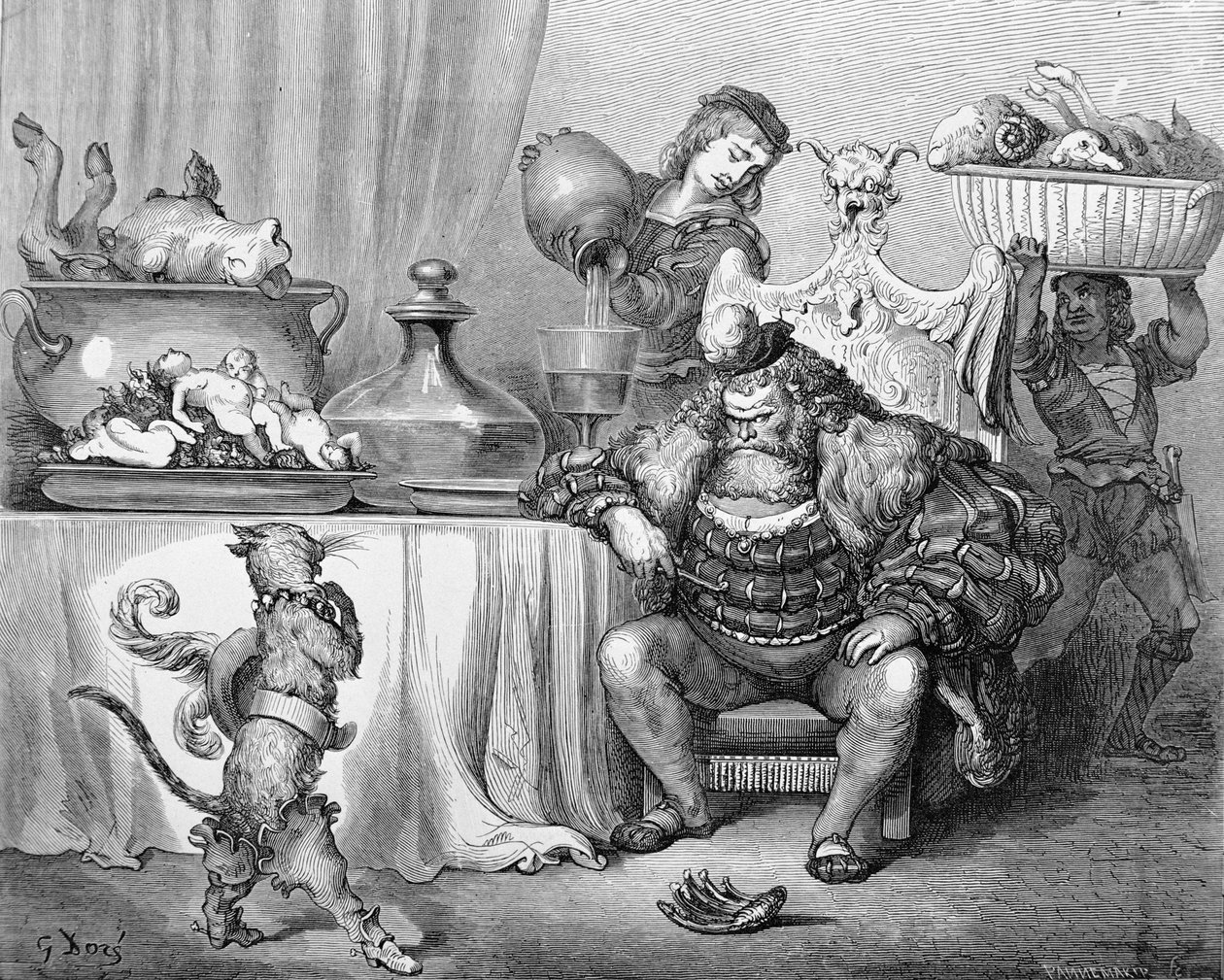 Der Oger empfängt die Katze, Illustration für 