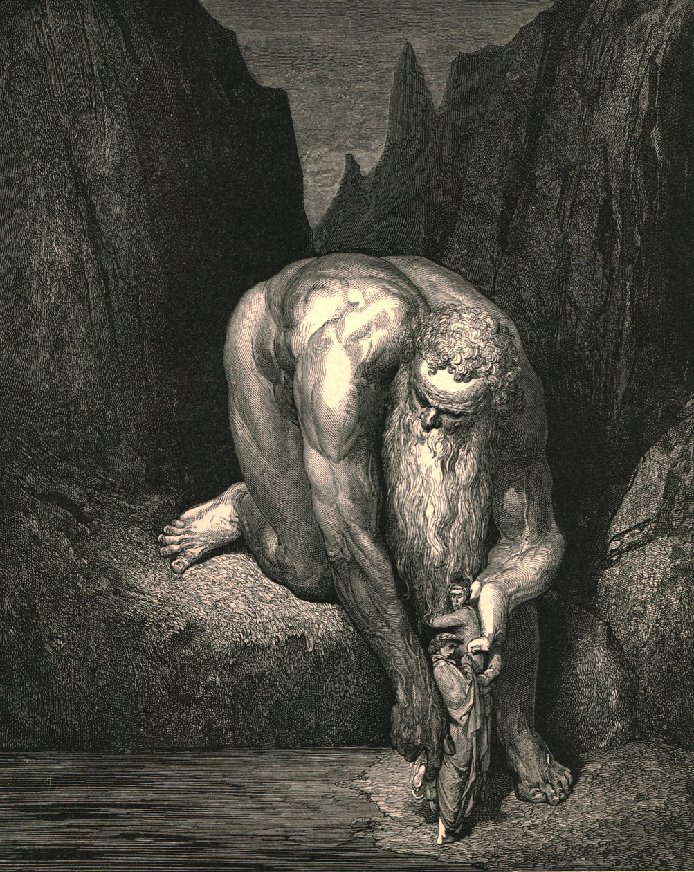 Doch in den Abgrund, wo Luzifer mit Judas tief verschlungen ist, setzte er uns leicht, ca. 1890 von Gustave Dore