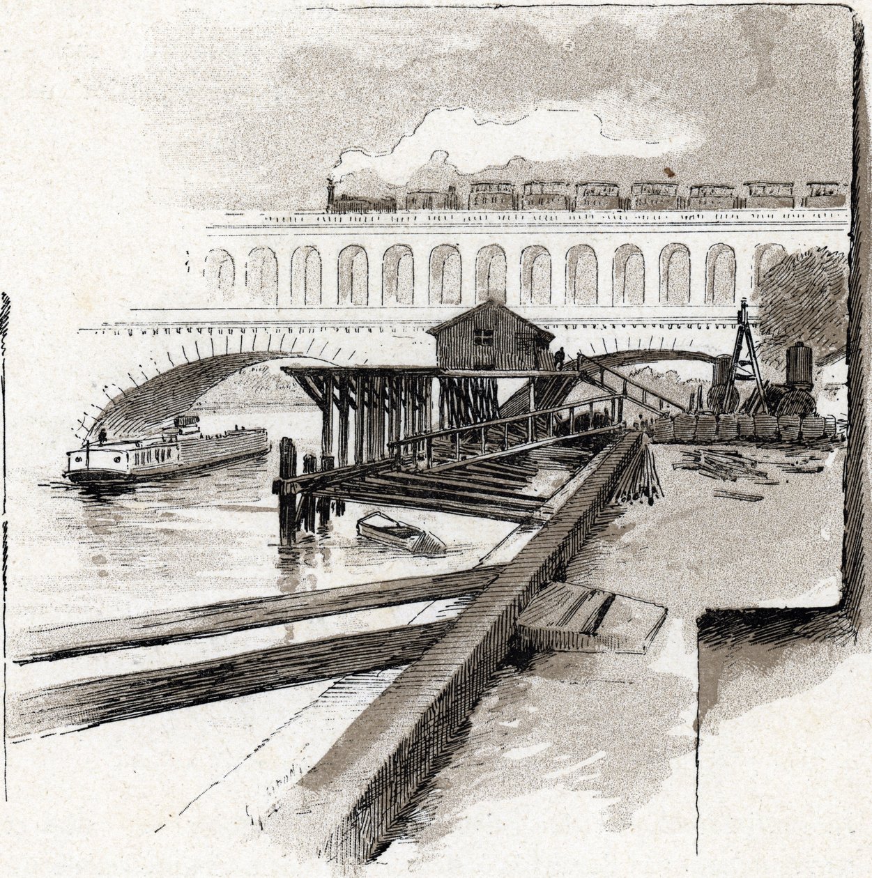 Ansicht der Viaduktbrücke des Point du Jour, Boulogne-Billancourt von Gustave Fraipont