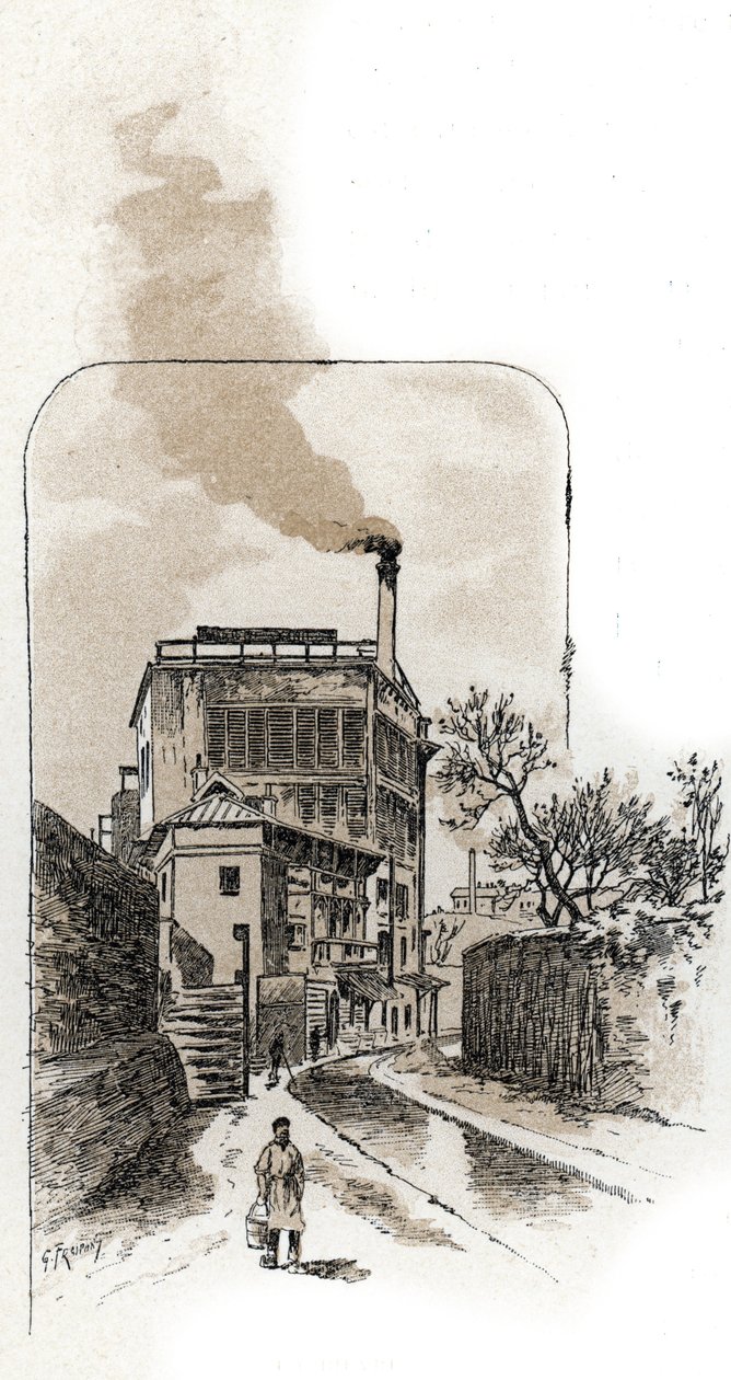 Ansicht des Bievre-Flusses in Paris von Gustave Fraipont