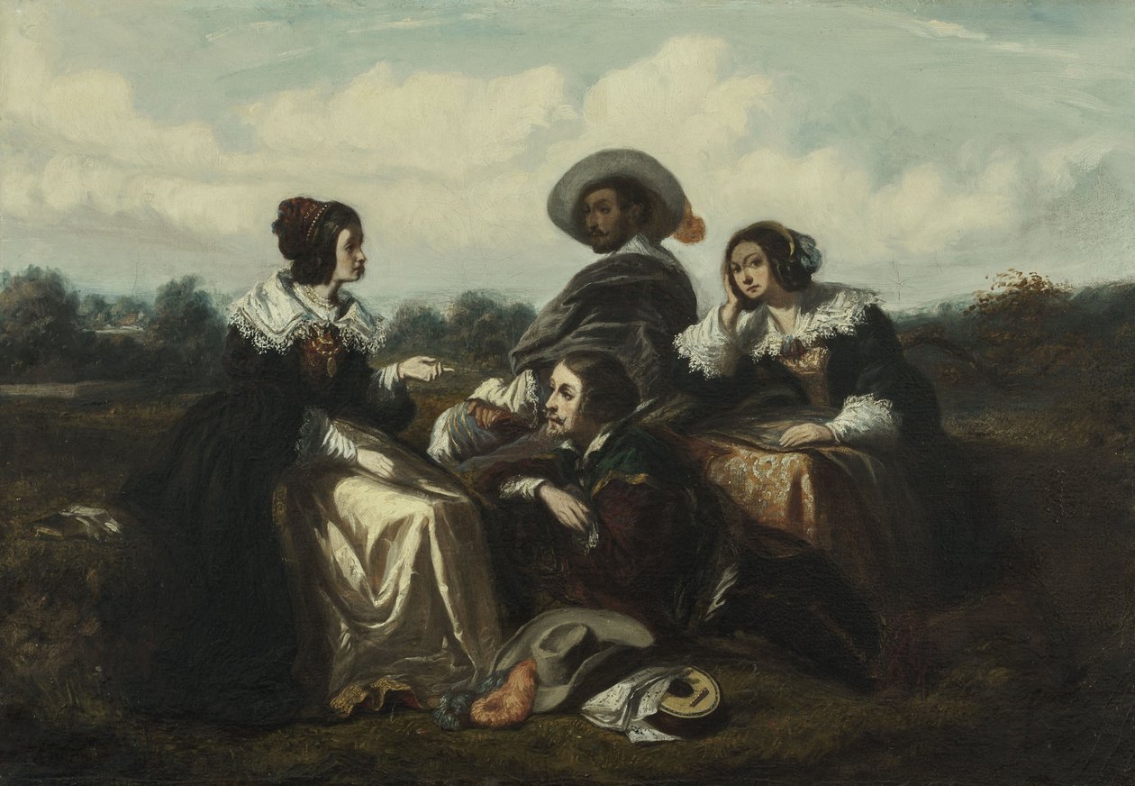 Die Geschichte. Charaktere im Kostüm von Ludwig XIII., ca. 1830 von Gustave François Morin