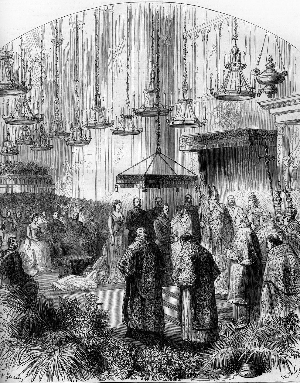 Hochzeit von Prinzessin Stephanie von Belgien (1864-1945) und Erzherzog Rudolf von Österreich (1858-1889) in der Basilika der Augustiner in Wien von Gustave Janet