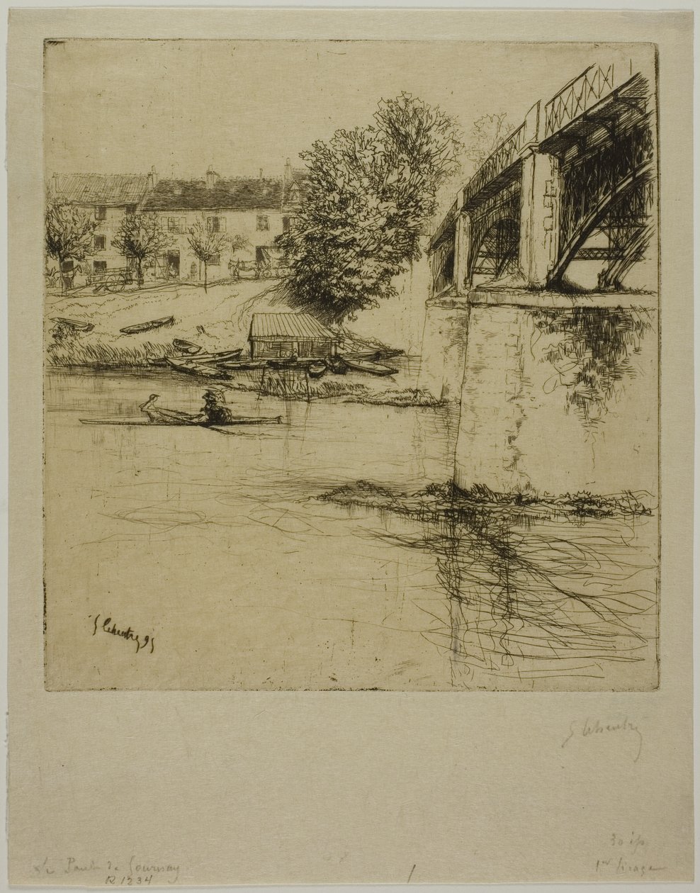 Die Brücke bei Gournay, von der Seite von Gustave Leheutre