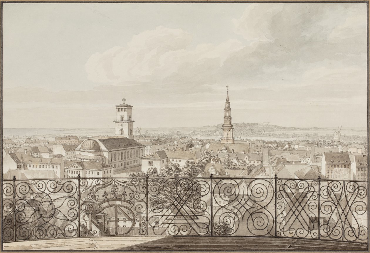 Aussicht vom Rundetårn über Kopenhagen bis zum Schloss Frederiksberg von H.G.F. Holm