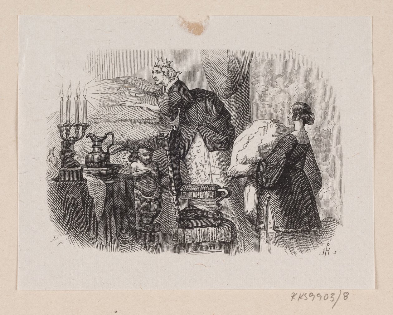 Illustration zu "Die Prinzessin auf der Erbse" in H.C. Andersen, "Märchen und Geschichten", Band 1 von H.P. Hansen