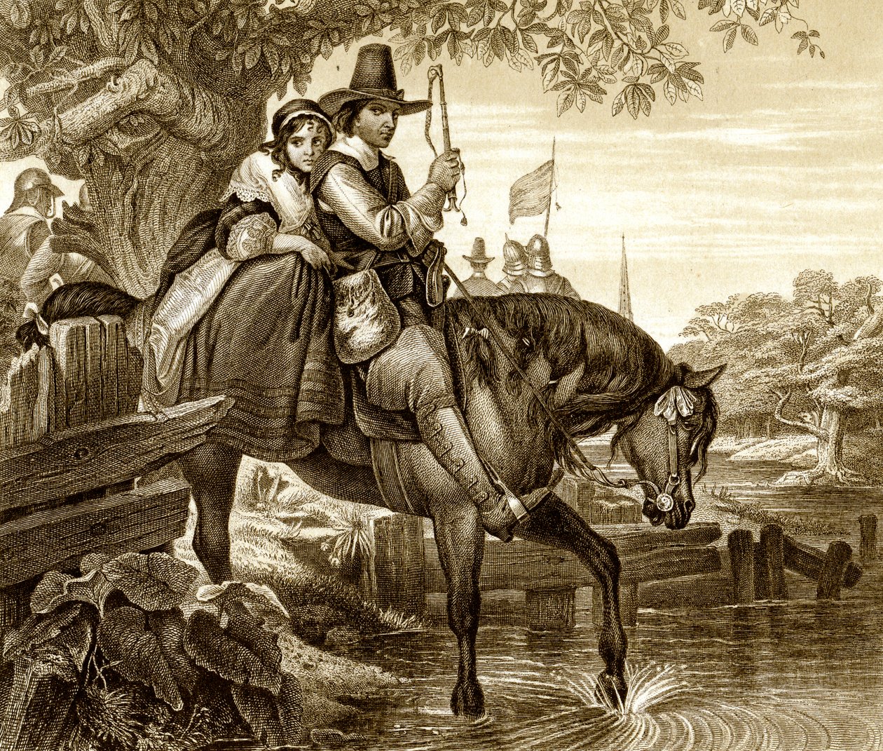 Karl II. in Verkleidung, unterstützt bei seiner Flucht von Jane Lane, 1651, 19. Jahrhundert von H. Bourne