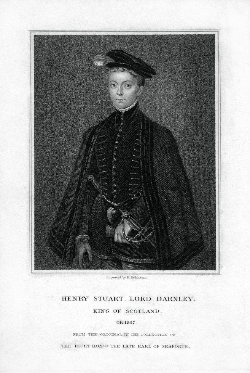 Henry Stuart, Lord Darnley, zweiter Ehemann von Maria Stuart, Königin von Schottland, 19. Jahrhundert von H. Robinson