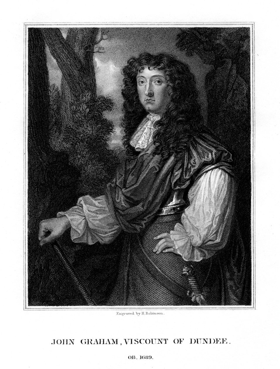 John Graham of Claverhouse, 1. Viscount Dundee, schottischer Jakobitenkommandant, 1829 von H. Robinson