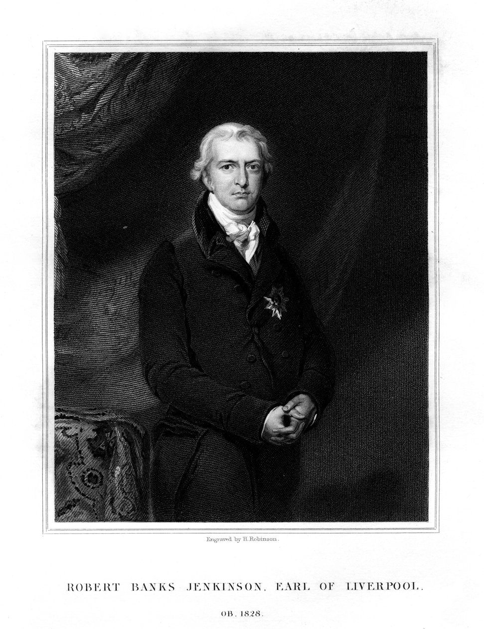 Robert Banks Jenkinson, 2. Earl of Liverpool, Premierminister des Vereinigten Königreichs, 1834 von H. Robinson