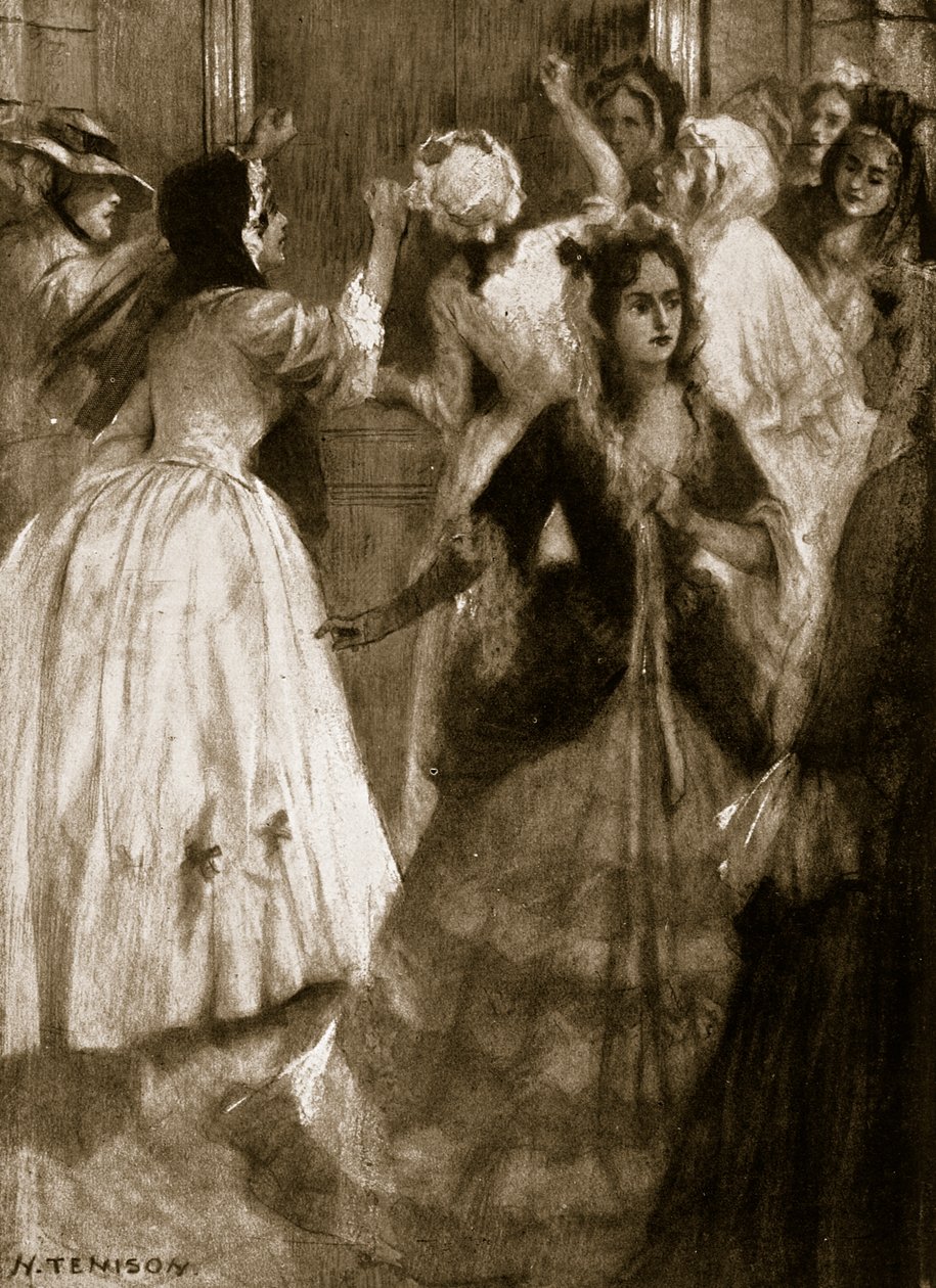 Damen drängen auf Einlass ins House of Lords, 1758, Illustration aus Hutchinsons Geschichte der britischen Nation, ca. 1923 von H. Tenison