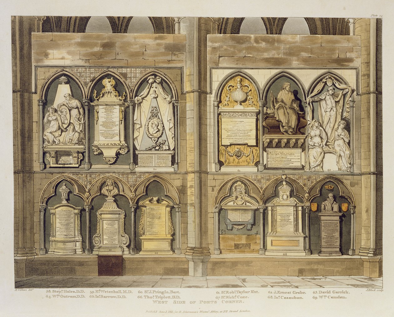 Westseite der Poets Corner, Tafel 24 aus Westminster Abbey von H. Villiers