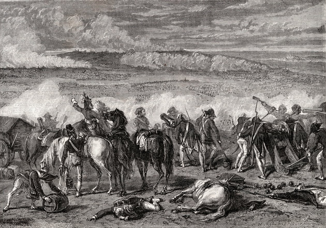 Die Schlacht von Jemappes, 6. November 1792, graviert von Alexandre Hurel von H. de la Charlerie