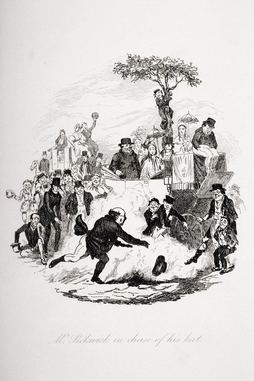 Mr. Pickwick jagt seinen Hut, Illustration aus 